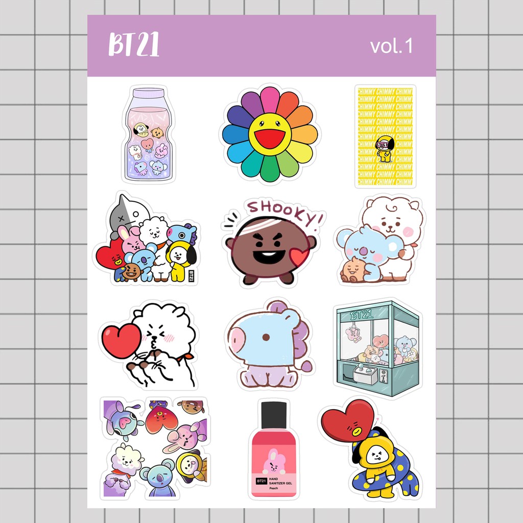 

Stiker Tumblr HP aesthetic / Stiker Laptop custom / stiker HP / Stiker Kpop | BT21 VOL. 1
