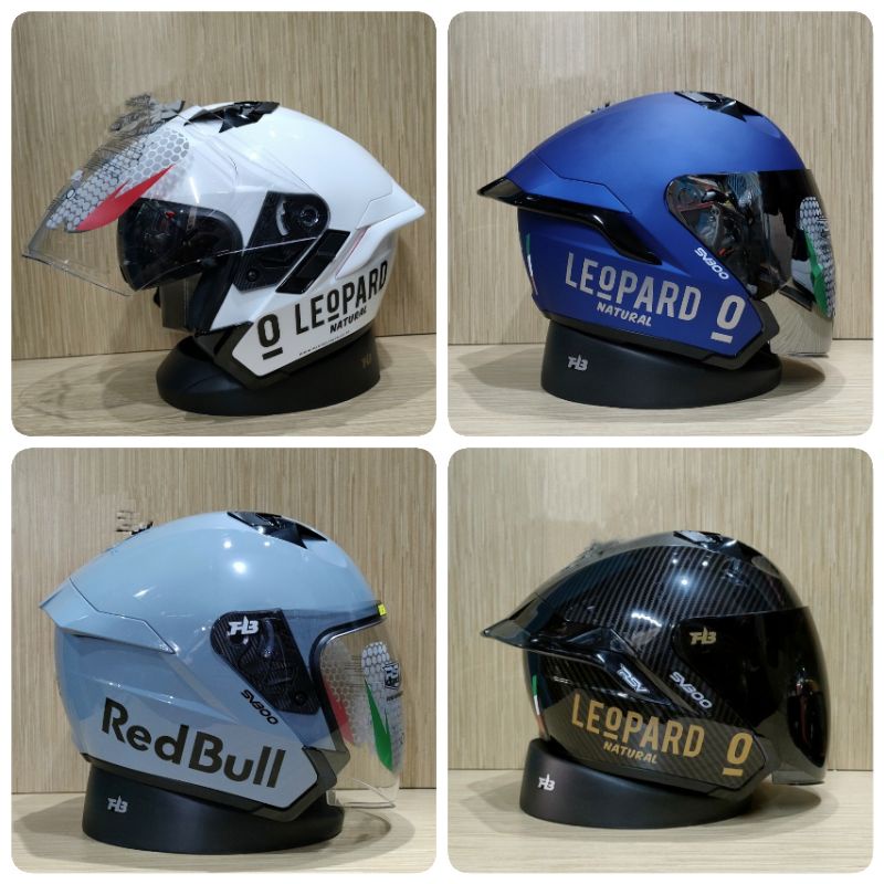 helm half face rsv paket ganteng leopard original