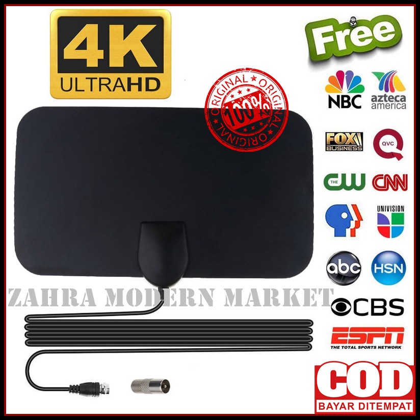 ANTENA TV DIGITAL INDOOR HDTV 50 MILES VHF UHF/ANTENA TV LED/ANTENA TV DALAM RUMAH/ANTENA TV DALAM