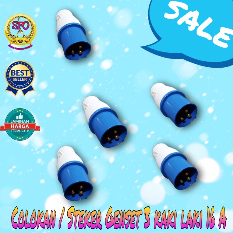 Steker / Colokan / Sambubgan kabel cowo genset kaki 3  16 a 2200 w