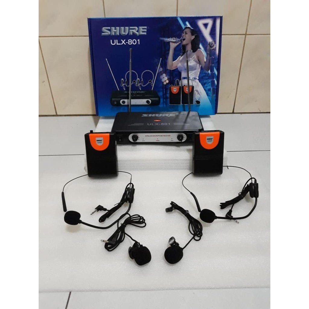 mic wireless shure ulx801 headset microphone wireles ulx 801 bando mikrofon headset