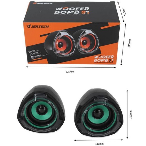 SPEAKER 2.0 USB KOMPUTER JERTECH S1 WOOFER BOMB .