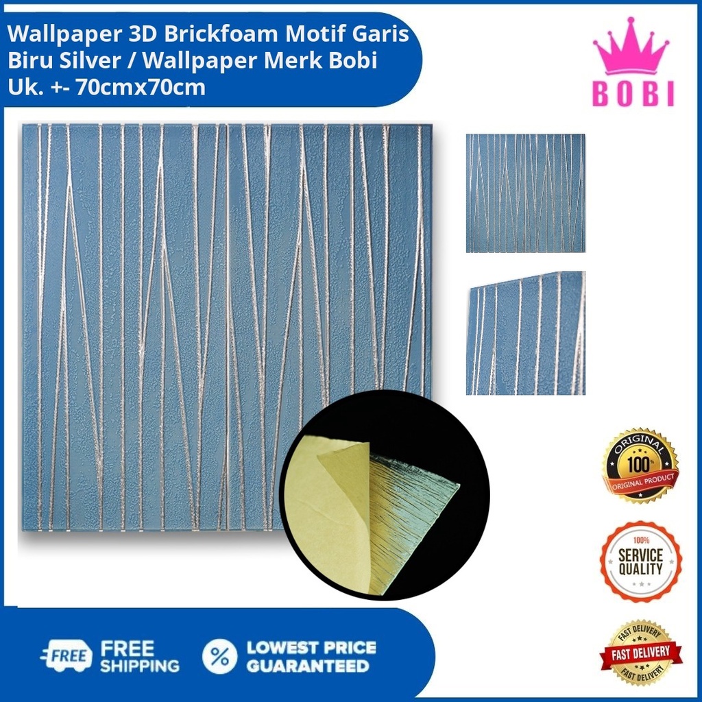 Wallpaper 3D Brickfoam Garis Biru Kode 2014 / Ukuran 70x70cm