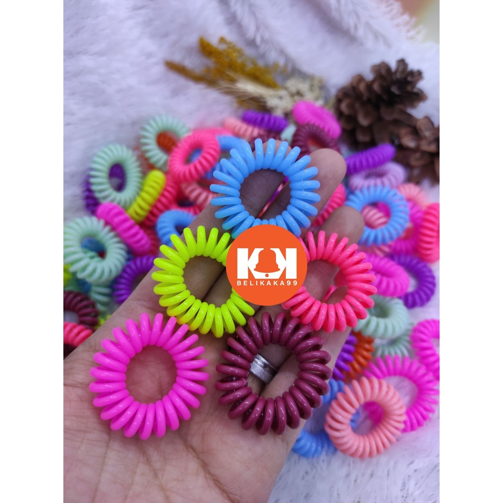 IKAT RAMBUT SPIRAL KABEL UKURAN 5CM / KUNCIRAN RAMBUT SPIRAL KABEL / KUNCIRAN SPIRAL BESAR / KUNCIRAN SPIRAL KECIL / IKAT RAMBUT KARET/ IKAT RAMBUT KABEL