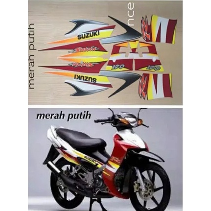 STRIPING SATRIA HIU MALAYSIA 120 MERAH PUTIH STIKER  LIS STANDAR ORI
