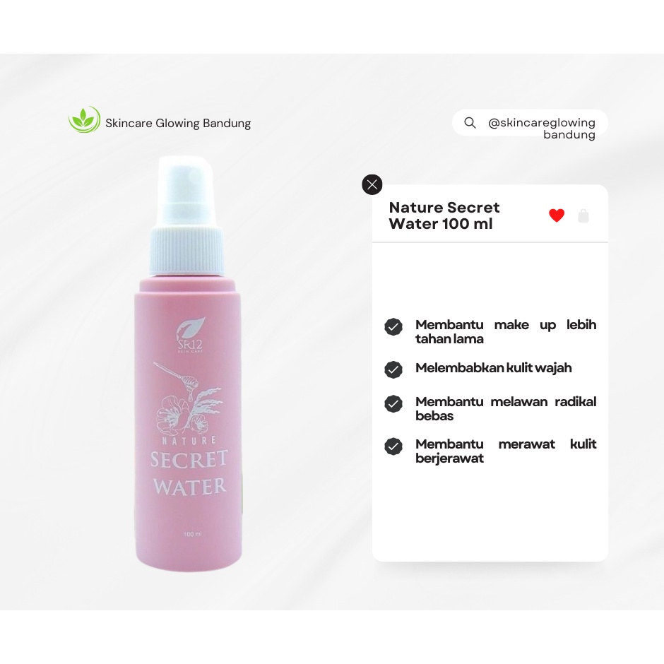 SR12 Nature Secret Water Facial Spray Lidah Buaya Pelembab Wajah Merawat Kulit Berjerawat Face Mist Primer Setting Spray