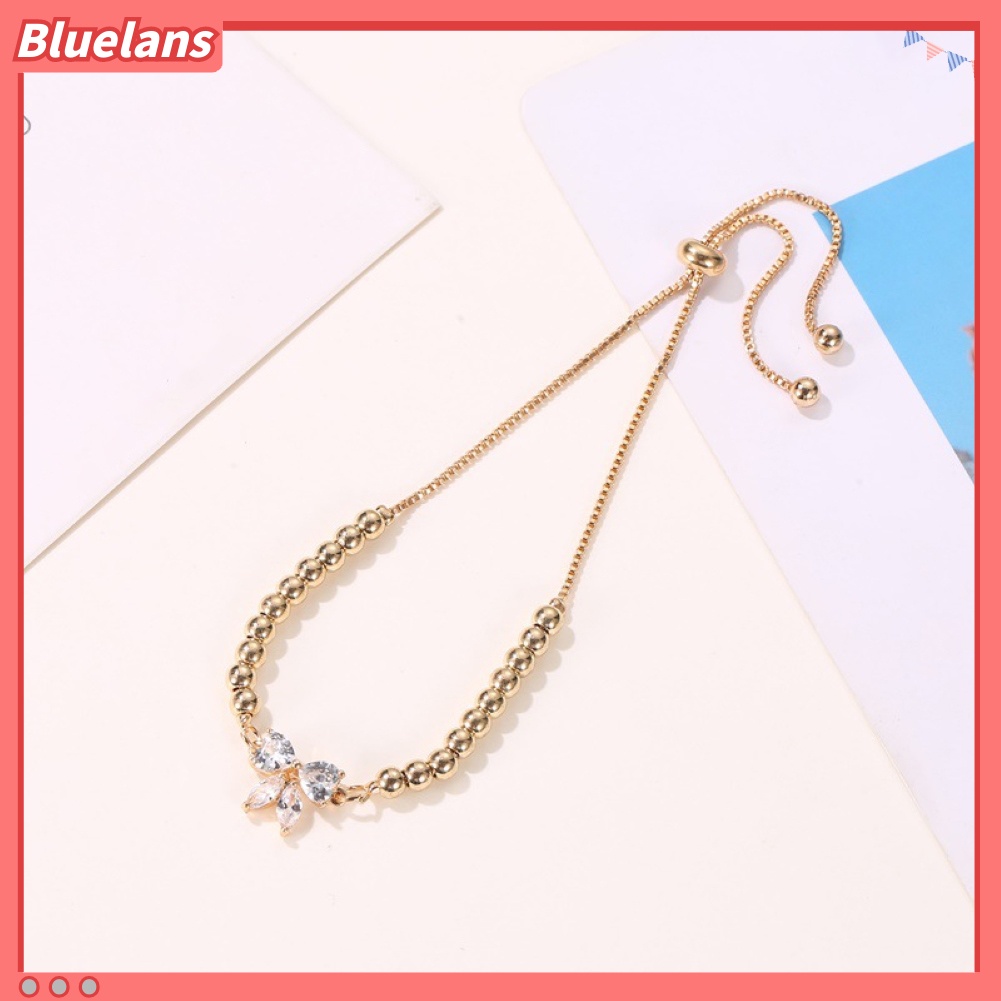 Bluelans Women Fashion Adjustable Cubic Zirconia Bow-Knot Design Bracelet Jewelry Gift