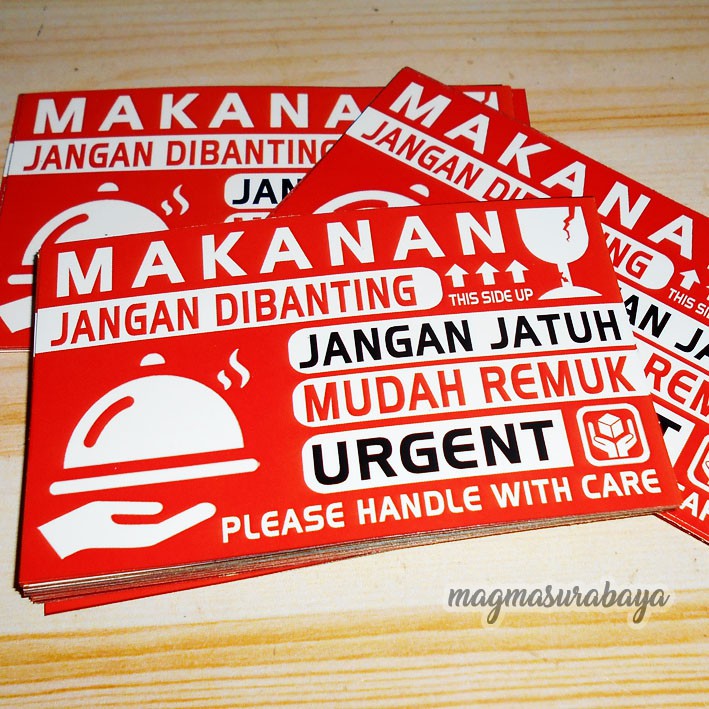 

isi 50 (6x10cm)Stiker Fragile makanan - magma surabaya