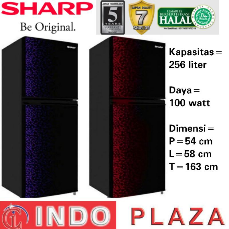 KULKAS 2 PINTU JUMBO TANPA BUNGA ES (NO FROST) GLOSSY DOOR SHARP SJ-316MG