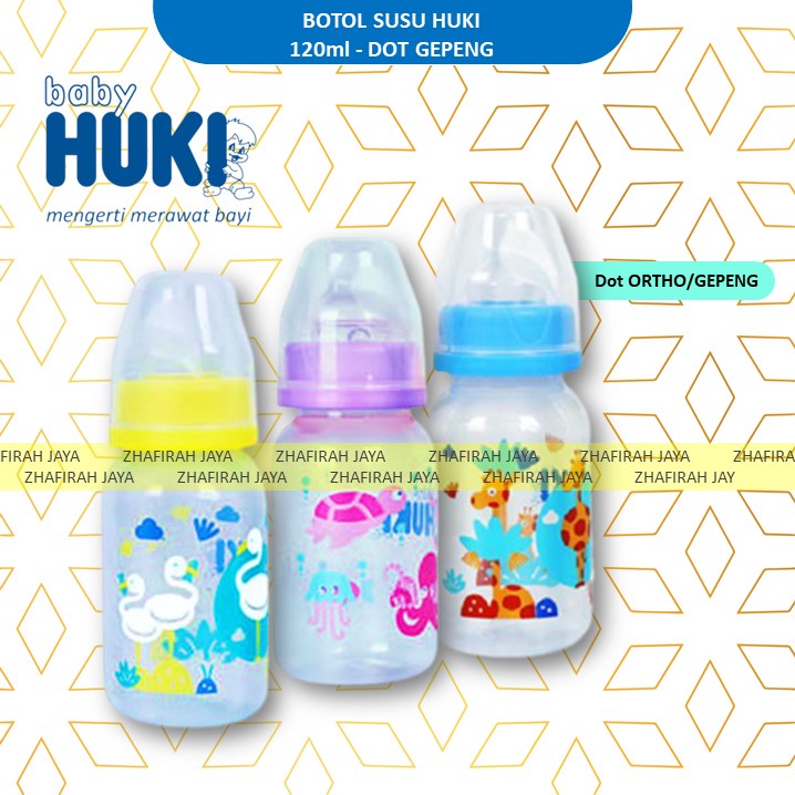 HUKI Botol Susu Dot Gepeng 120ml Botol Susu HUKI 120ml Dot Gepeng