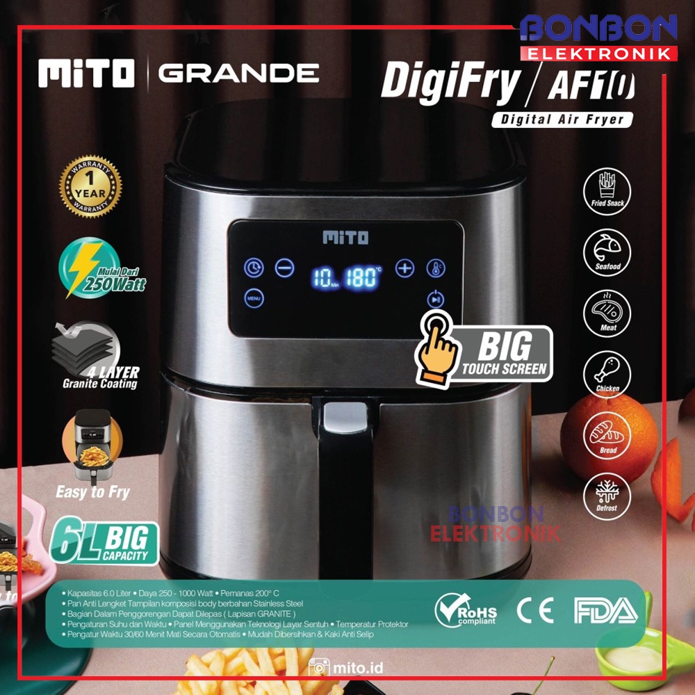 MITO Air Fryer Grande Digifry AF10 / Mitochiba Digital Airfryer AF-10 / AF 10 6L