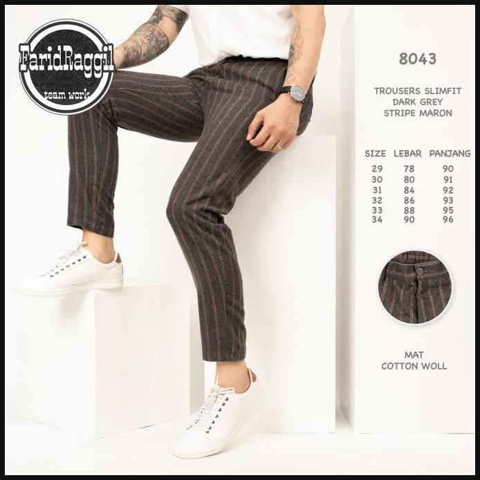 Celana Panjang Pria / Celana Stripe Ankle Pants