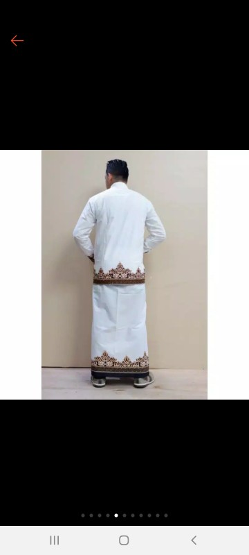 Batik Solo Modern Motif Tumpal Putih Setelan Sarung Dan Koko(full Furing)