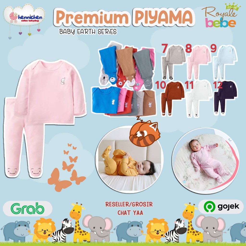 ROYALE BEBE PREMIUM Piyama anak piyama bayi lengan panjang Baby EARTH series