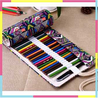 

MARCO Bohemian Tas Pensil Gulung Canvas 48 Slot 20.5x55cm Desain Artistik