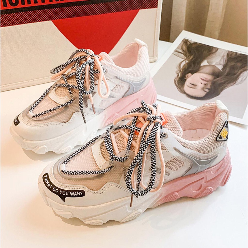 ( COD ) Sneakers Wanita olahraga Sepatu Import Sepatu cewek Sol pelangi