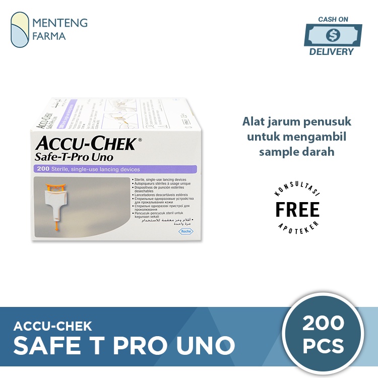 Accu-Chek Safe T Pro Uno 200 Pcs - Jarum Lancet Steril