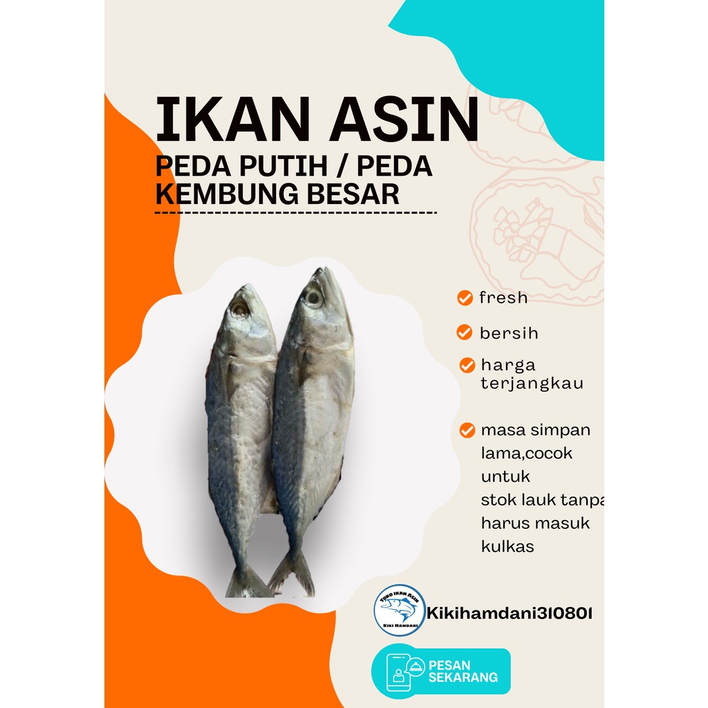 

Ikan Asin Peda Putih Besar/Kembung Besar 1kg