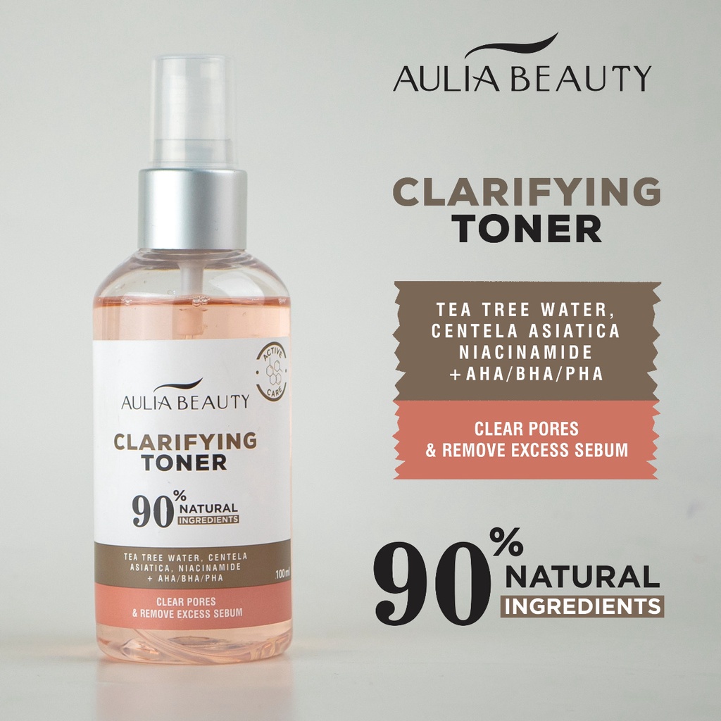 AULIA Beauty Clarifying Toner With Tea Tree water Centela Asiatica Niacinamide + AHA/BHA/PHA 100mL