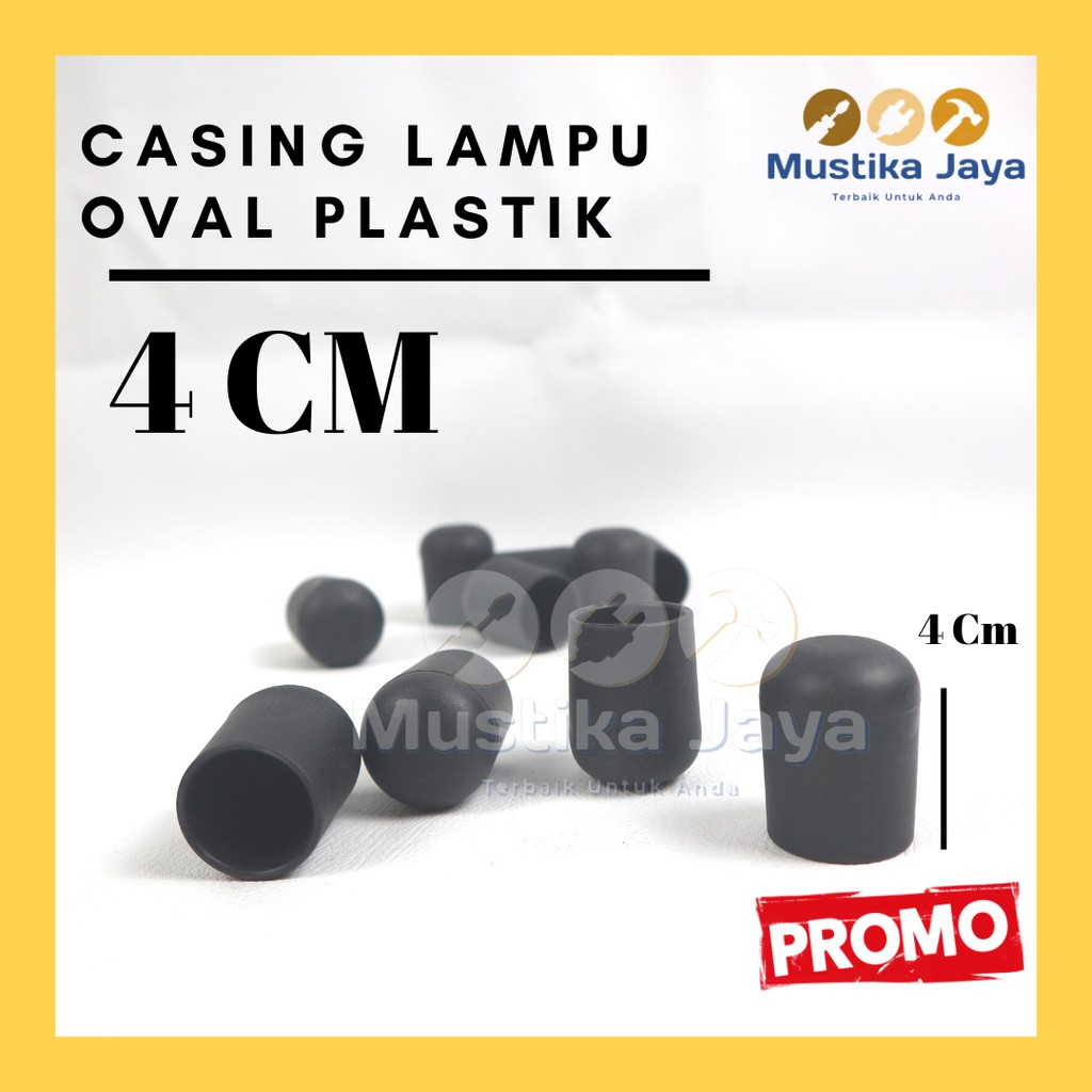 Casing Tutup Lampu Plastik 4 Cm Oval Hitam Tutup Lampu Lemari Laci