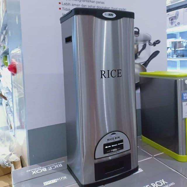Dispenser Rice Box Krischef - Tempat Beras 30Kg - Dispenser Beras Stainless