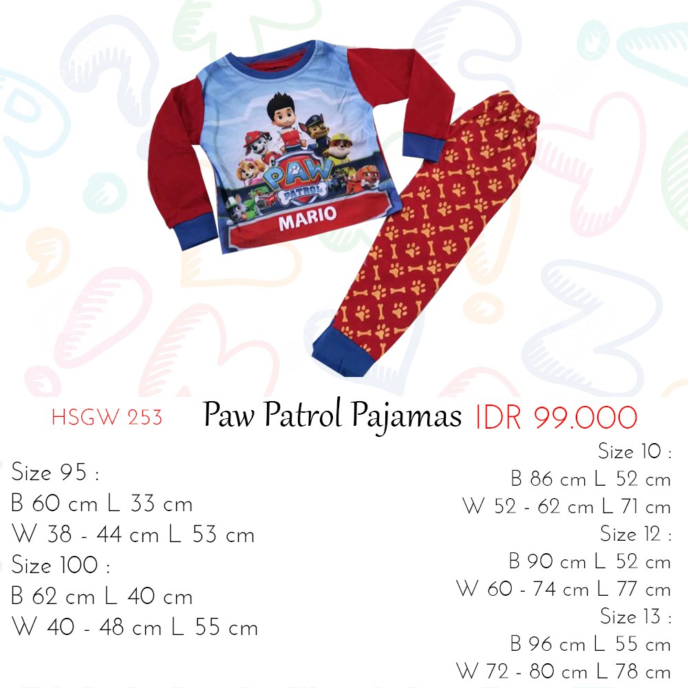 Piyama Anak Laki-laki - Paw Patrol Pajamas
