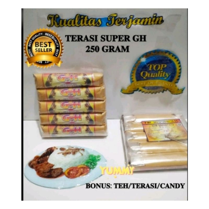 

TERASI GH 250 GR ASLI CIREBON BONUS TEH/TERASI/CANDY