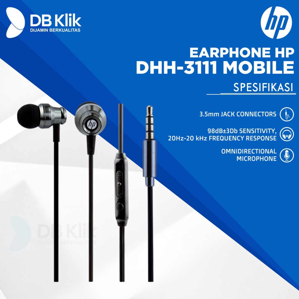 Earphone HP DHH-3111 Mobile- HP Earphone DHH 3111 Mobile Music Headset - GREY