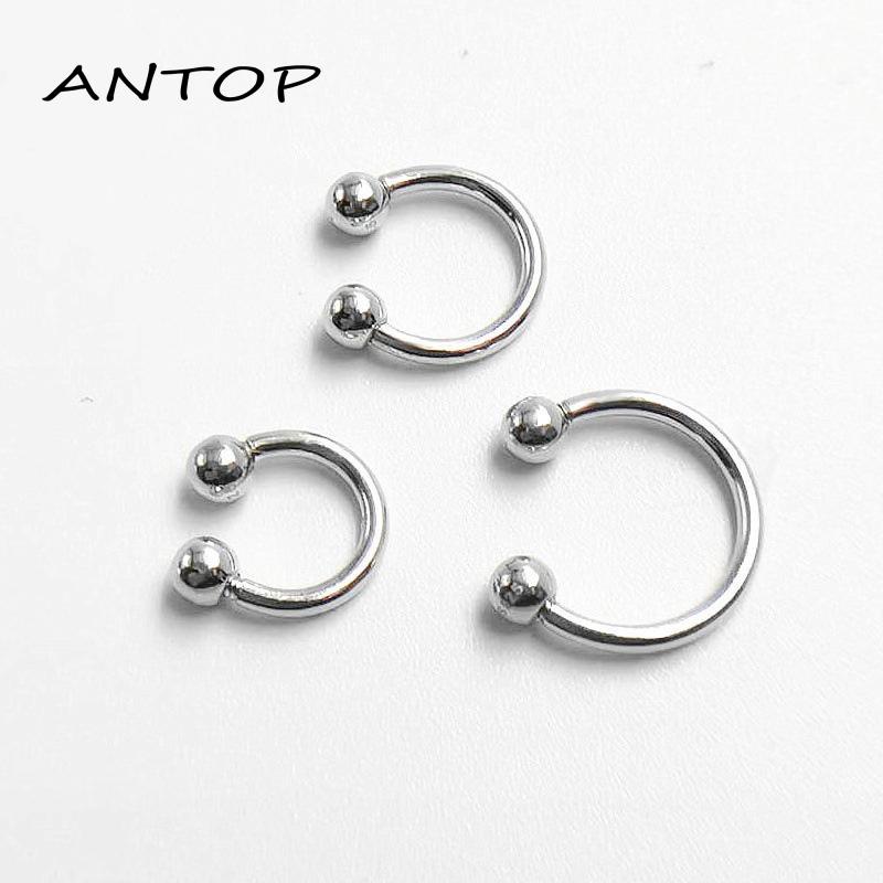 1 Pasang Anting Bentuk Setengah Lingkaran Bahan stainless steel Untuk unisex