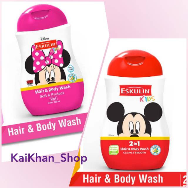 Eskulin Kids Hair n Body Wash Soft &amp; Protect / Clean Smooth - 280ml