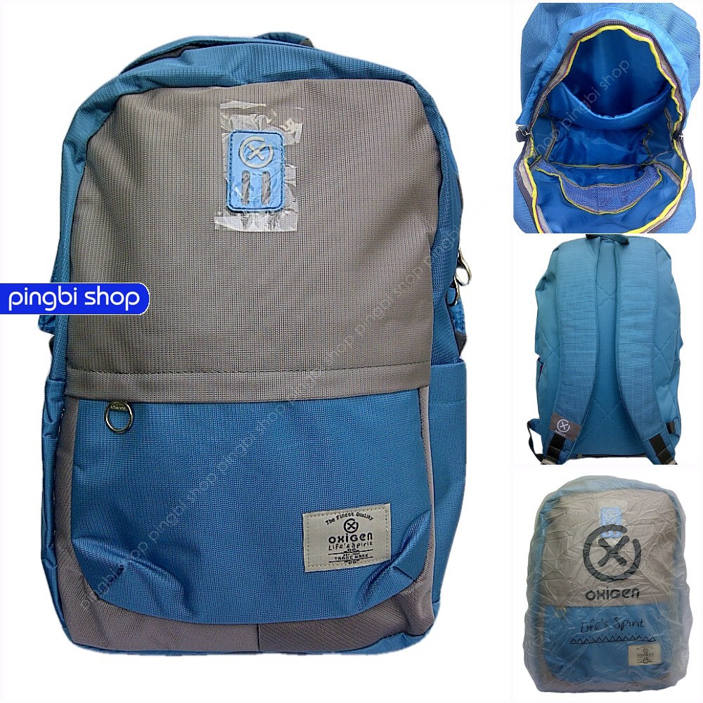 Tas ransel laptop merk Oxigen original bagus berkualitas + bagcover transparan