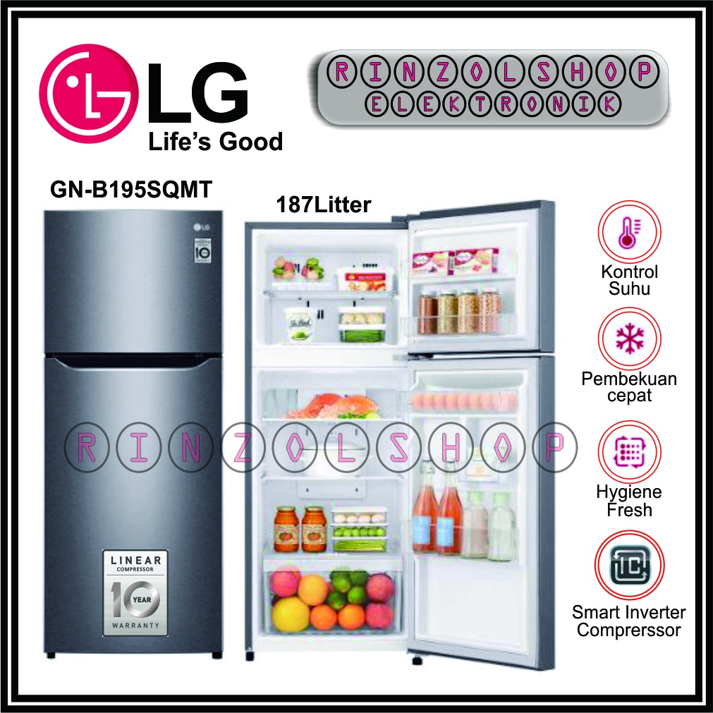 KULKAS LG GN-B195SQMT SMART INVERTER KOMPRESOR 3 PINTU