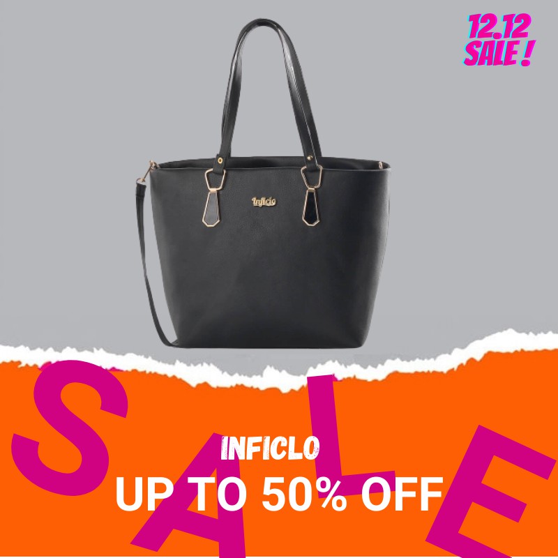 ORIGINAL INFICLO Tas Selempang Wanita Formal Untuk Kerja Kantoran Bisa Jinjing Warna Hitam Polos Bahan Premium Import Murah Model kekinian Korean Style Berkualitas