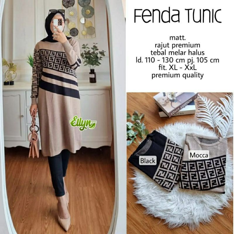 Fenda Tunic, TUNIK RAJUT JUMBO WANITA CANTIK FIT XL-XXXL LD 110-130 BAHAN RAJUT PREMIUM MELAR KEKINIAN OOTD