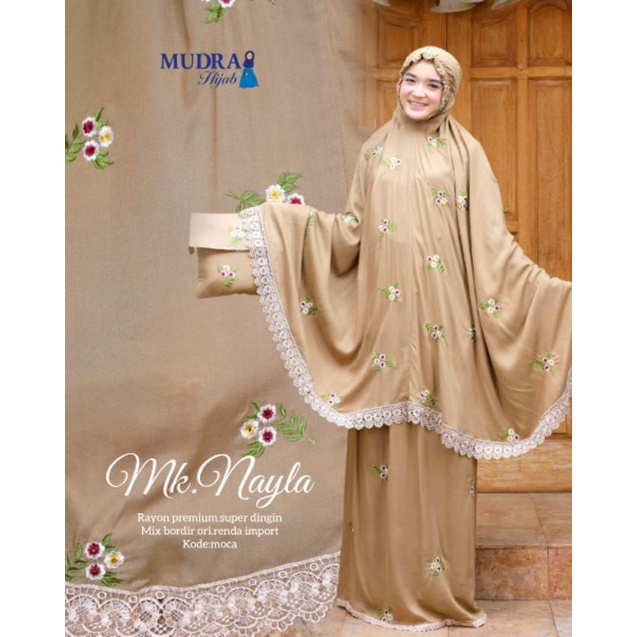 Nayla mukena by Mudra hijab bahan rayon premium super dingin mix bordir ori renda import