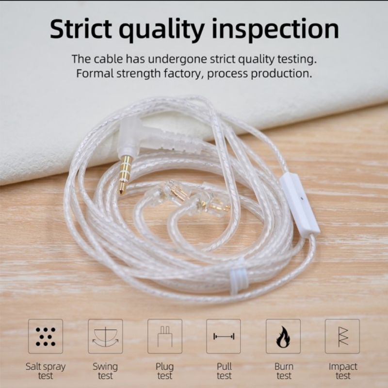 [TERMURAH] KABEL KZ 5N COPPER (MIC) 2 Pin Type C (QDC) Jack 3.5mm For KZ EDX PRO ULTRA ZSN TRN CCA CRA Cable Pengganti-KZ SILVER PIN C