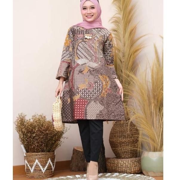 [KODE 884] 12 MOTIF TUNIK / Tunik Batik Full Furing Free Masker / Dress Wanita / Blouse Wanita / Ata