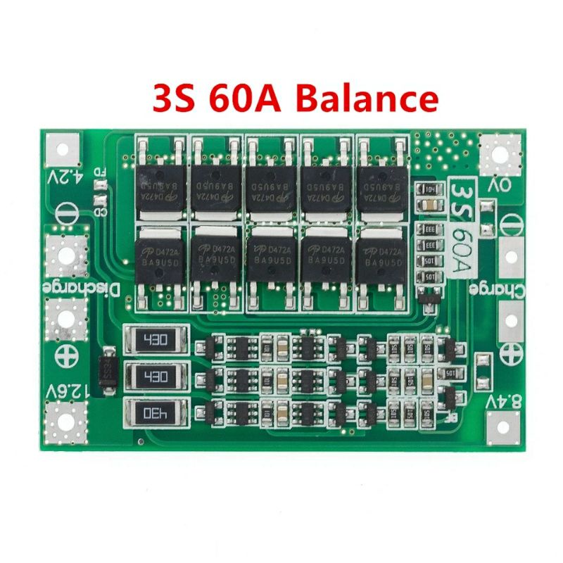 BMS 3S 60A 12.6V modul baterai smart charger untuk pengaman baterai