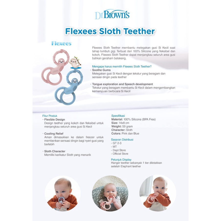 Dr. Brown's Sloth Long Limbed Silicone Teether / Gigitan Bayi