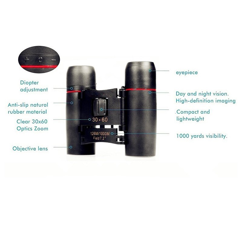 Mini Folding HD Binoculars 30 x 60 - Day and Night Vision