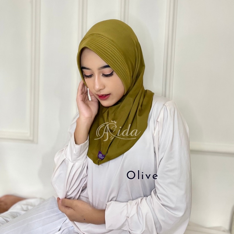 Jilbab Sport Volly Jersey Hijab Instant-Olive