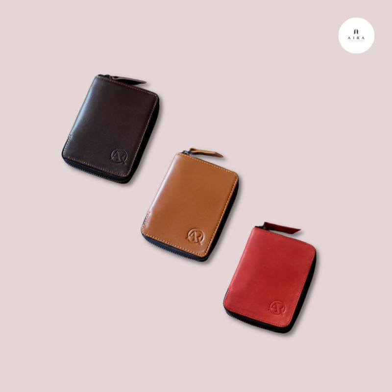 AIRA | Dompet Kulit Asli Unisex Small Zipper Wallet