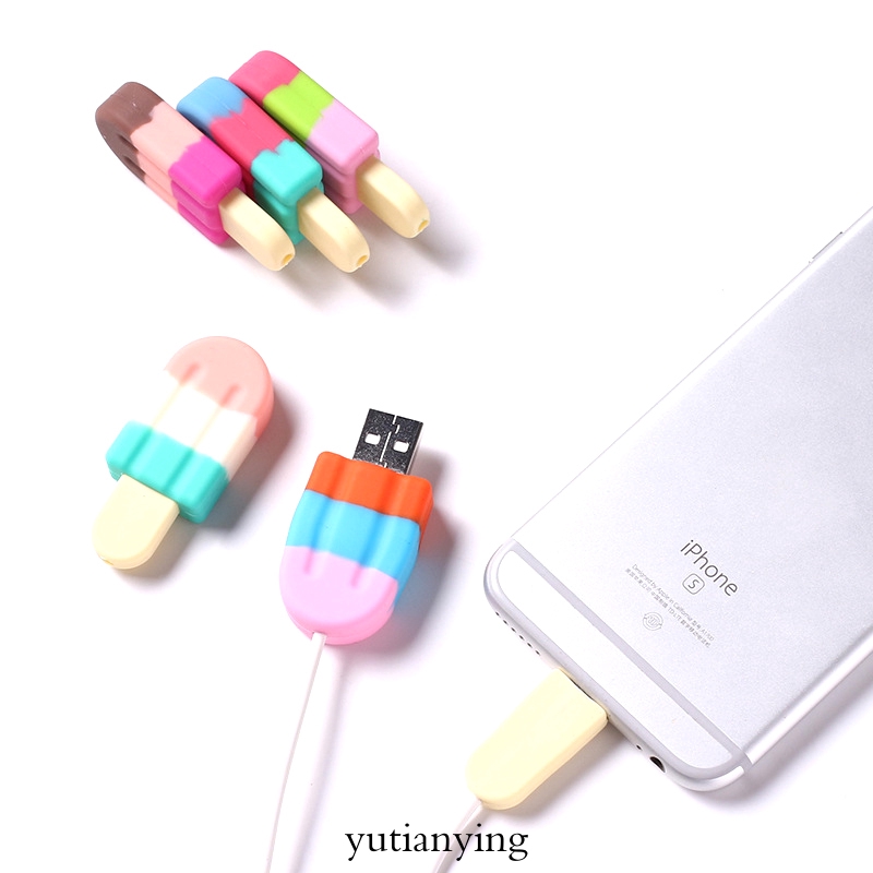 Cover Pelindung Kabel Charger Motif Es Krim Untuk Oppo Vivo Xiaomi Samsung Iphone