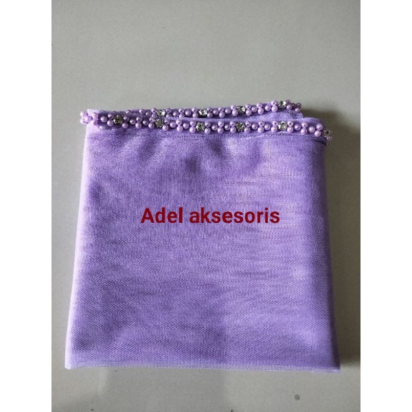 Hijab Peil Mutiara/Daimon cangkang/Jilbab Pengantin/Hijab Pangantin-lilac