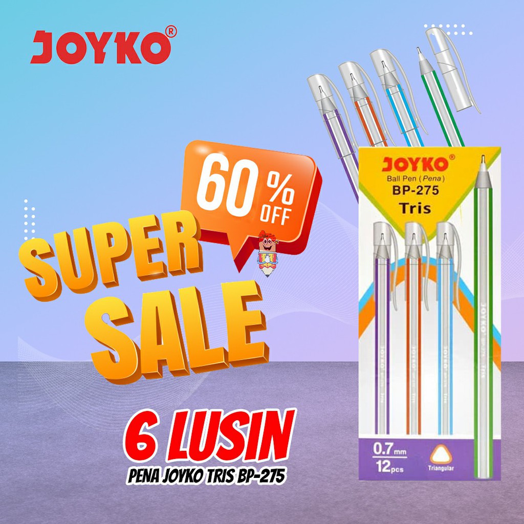 

SUPER SALE 6 lusin Pena Joyko BP-275 Black 0.7mm