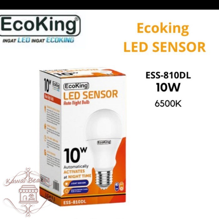 ECOKING LED SENSOR CAHAYA 10W WATT/ Lampu potocell selcon otomatis Nyala NEW!!