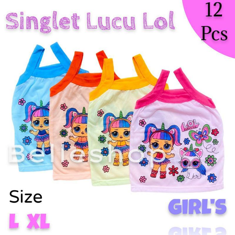 12 Pcs Singlet Anak Motif Kartun LOL