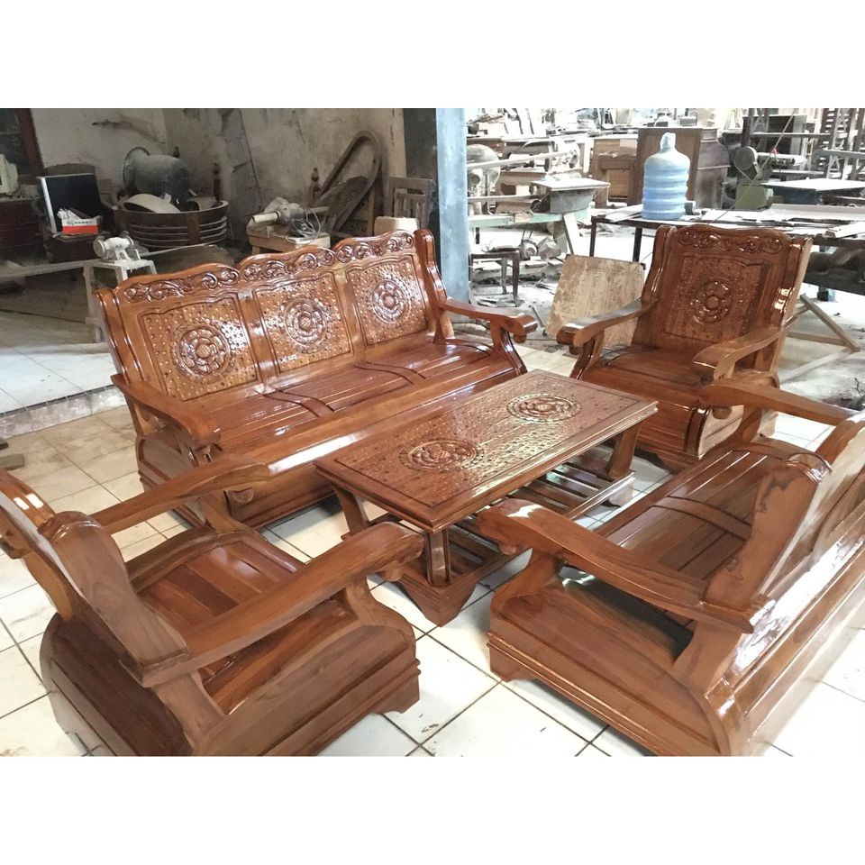 Kursi Tamu Gajah Koin Jumbo Kayu Jati
