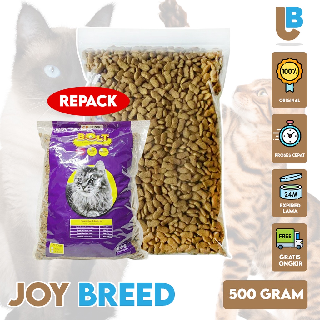 MAKANAN KUCING BOLT 500 GRAM REPACK DRY FOOD KUCING MURAH