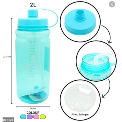 B36 Botol Minum Besar 2000ml SELIYA - Big Watter Bottle - Tempat Air Minum